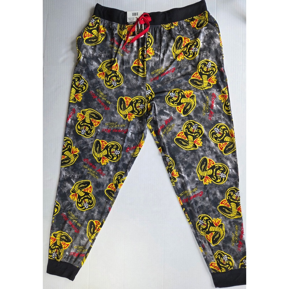Cobra Kai Mens Sleep Pants XL Grey Tie Dye Joggers Briefly Stated Karate Kid
